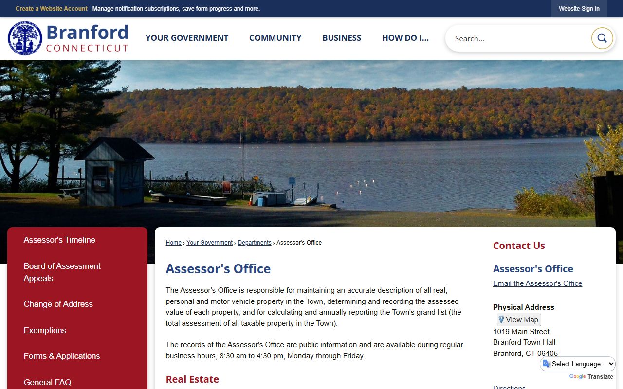 Branford Property Tax Records reference screenshot