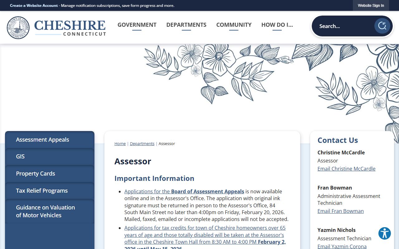 Cheshire Property Tax Records reference screenshot