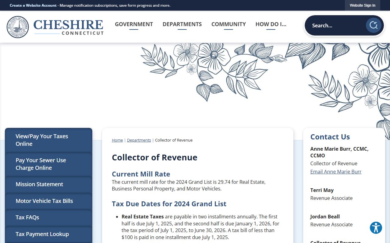 Cheshire Property Tax Records reference screenshot