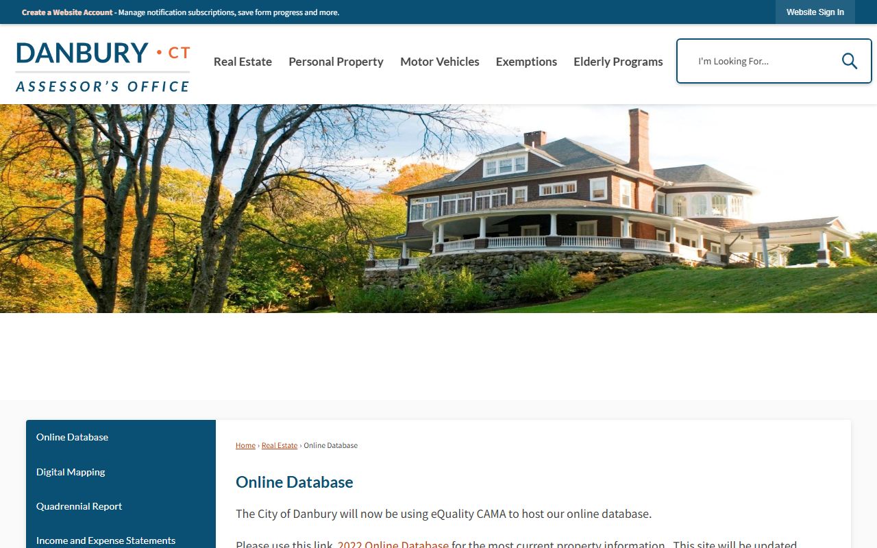Danbury Property Tax Records reference screenshot