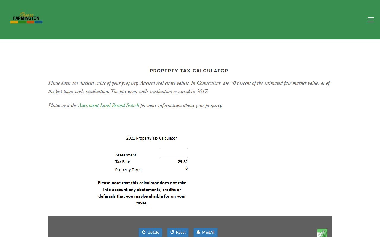 Farmington Property Tax Records reference screenshot