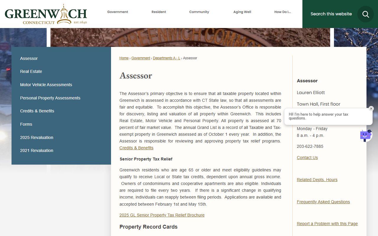 Greenwich Property Tax Records reference screenshot