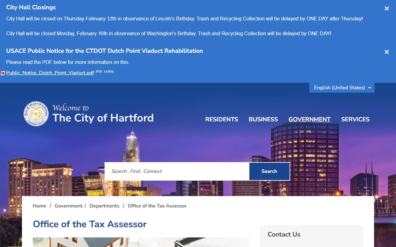 Hartford Property Tax Records reference screenshot