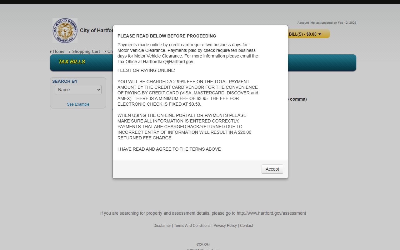 Hartford Property Tax Records reference screenshot