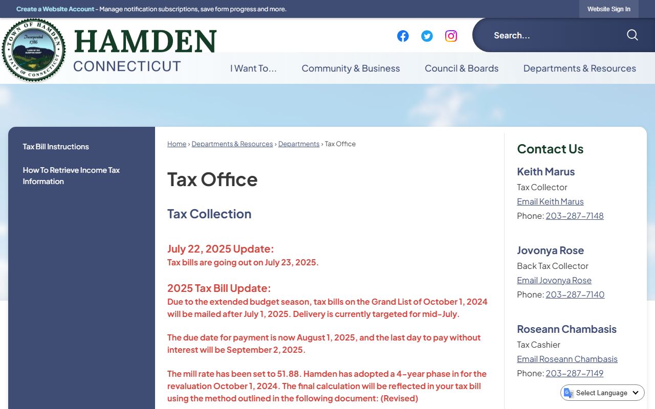 Hamden Property Tax Records reference screenshot