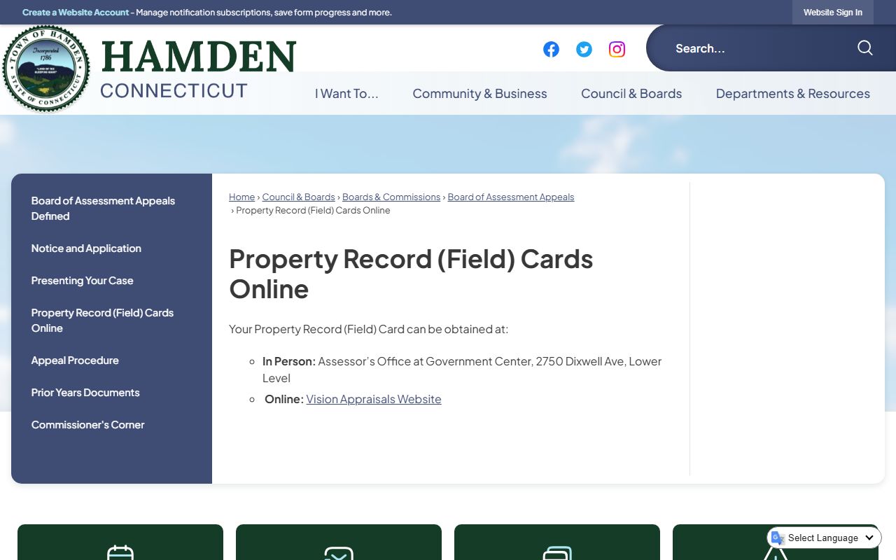 Hamden Property Tax Records reference screenshot