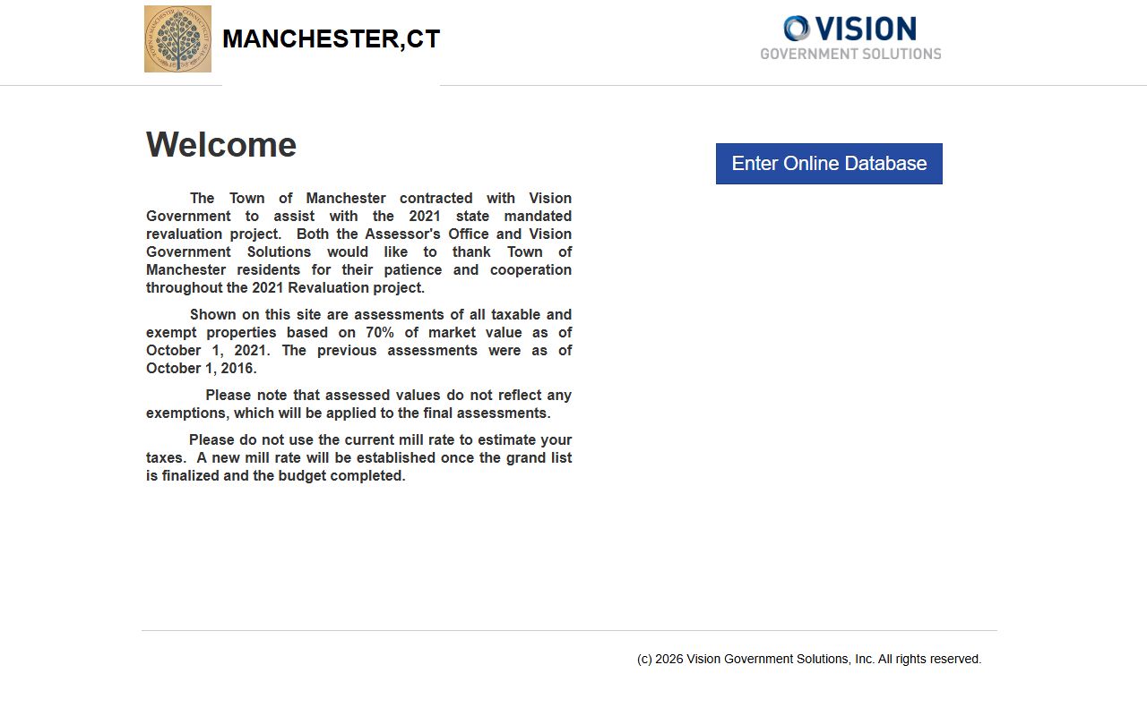 Manchester Property Tax Records reference screenshot