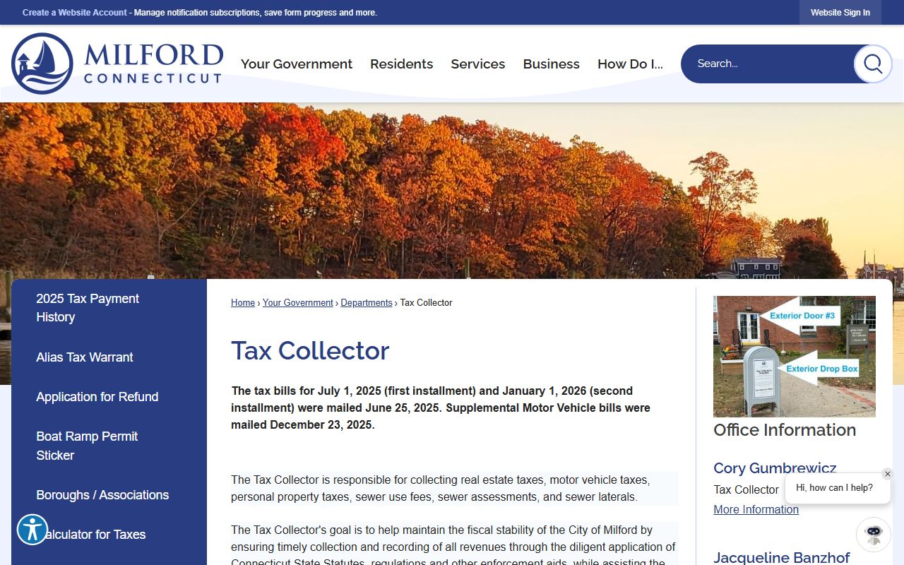 Milford Property Tax Records reference screenshot