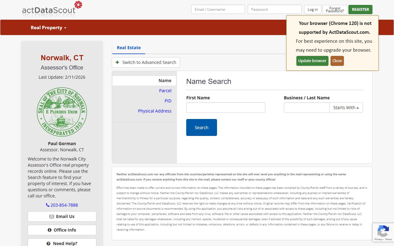 Norwalk Property Tax Records reference screenshot