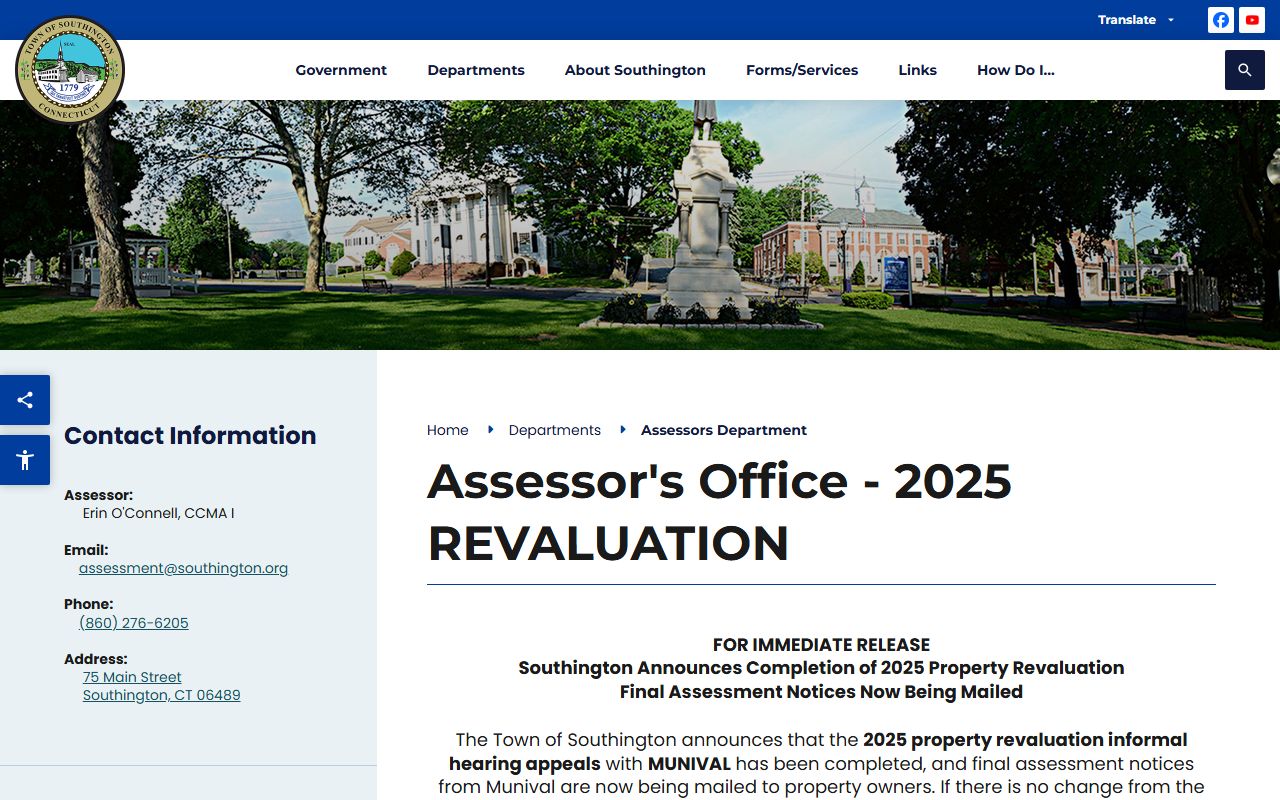 Southington Property Tax Records reference screenshot