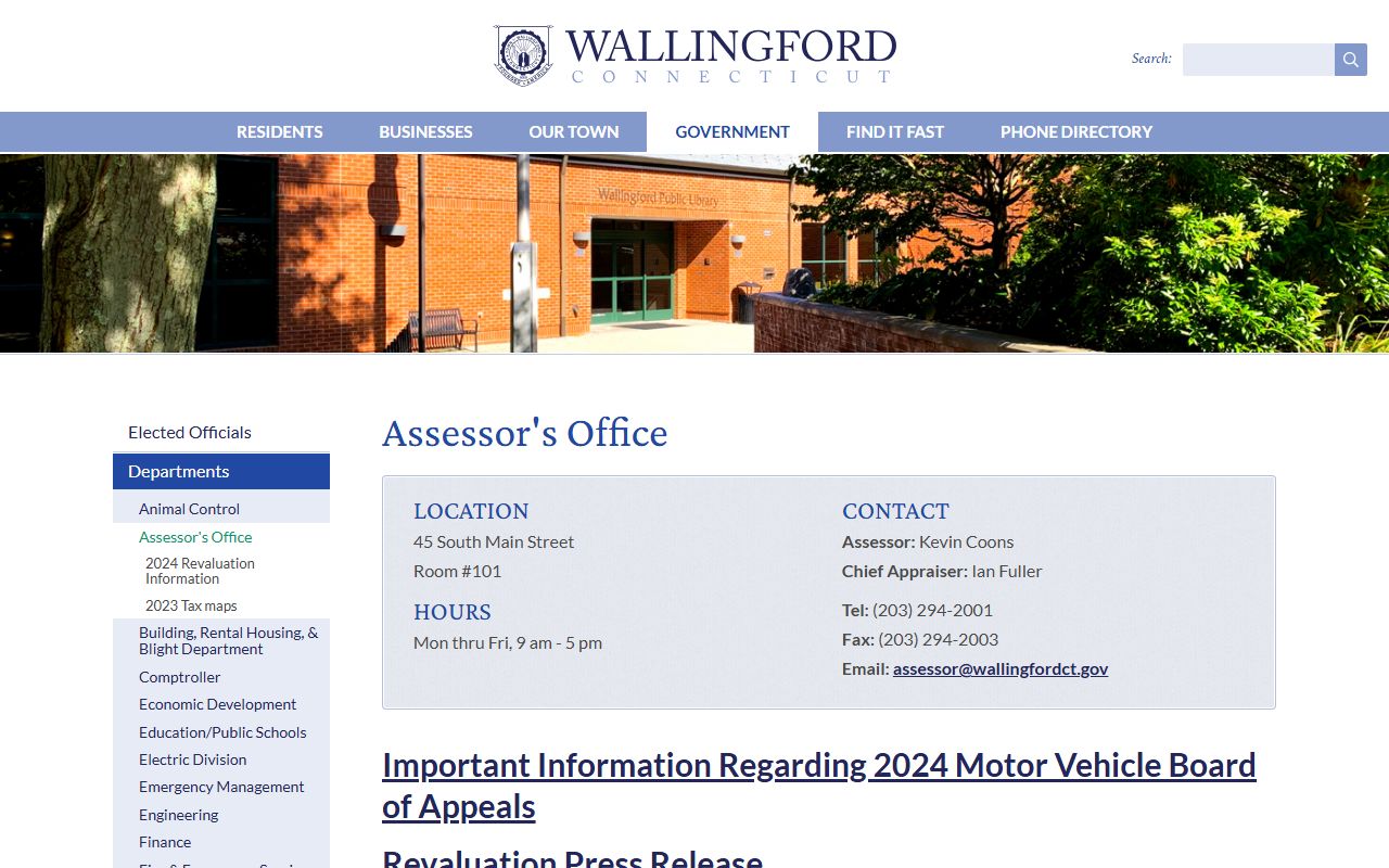 Wallingford Property Tax Records reference screenshot
